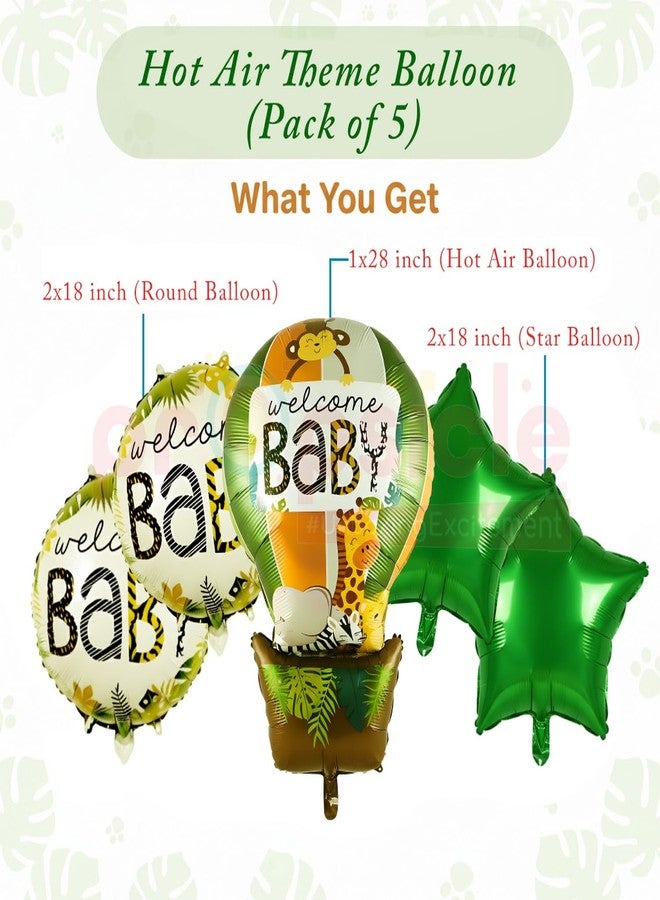 بروبسيكل بالونات فويل هوائية ساخنة بتصميم حيوانات سفاري الغابة من بروبسكل (مجموعة من 5 قطع) | زينة بتصميم حيوانات الغابة لحفلات استقبال المولود الجديد والاحتفالات بالمواليد الجدد - Image 2